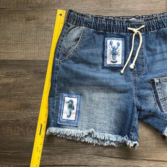 Upcycled NWT Celebrity Pink Paper-bag The Pepper Denim Shorts Sz XL OOAK - Picture 8 of 14